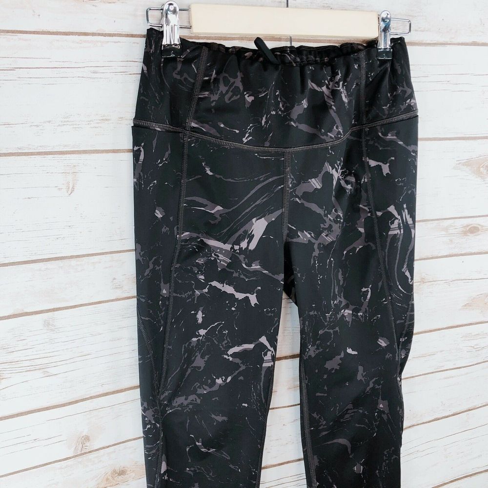 Athleta Pants Size S Athletic Print Ankle Raw Hem - Picture 2 of 9